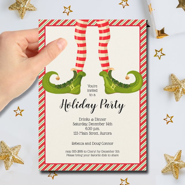 Convites Feriado das Pernas do Elf de Natal Jolly (Jolly Christmas Elf Legs Holiday Party Invitations)