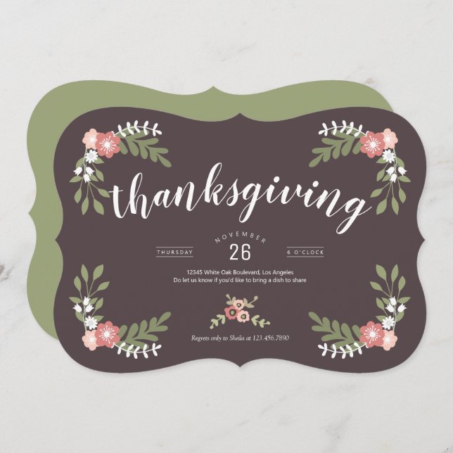 Convites Feriado de Amizade Floral (Frente/Verso)