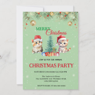 Convites Feriado de Aquarela Papais noeis de Gato Feliz Fes