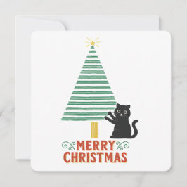 Convites Feriado de Árvore de Natal Feliz Gato Preto
