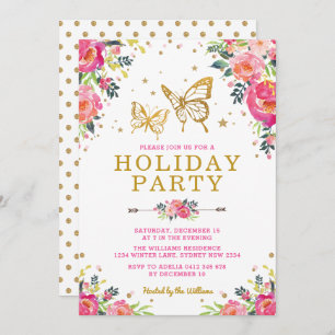 Convites Feriado de Borboleta Dourada de Aquarela
