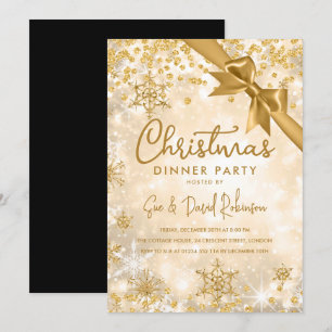 Convites Feriado de inverno Dourado Glitter Fita de Fita de