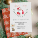 Convites Feriado de inverno | Festa de Natal dos Papais noe<br><div class="desc">Feriados de inverno, Convite de festas de Natal vermelho e cinza no estilo da tipografia moderna, com uma cabeça de Papai Noel, um sino, groselhas sagradas e um padrão estilizado de flocos de neve no reverso. Personalize-o com seus detalhes! Adequado para festas de inverno sazonais - casa aberta / troca...</div>