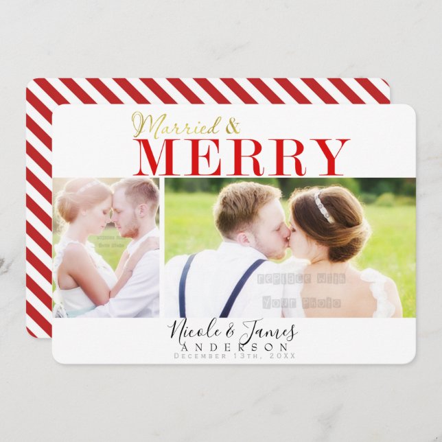 Convites Feriado de Natal Casado e Feliz 2 Fotos (Frente/Verso)
