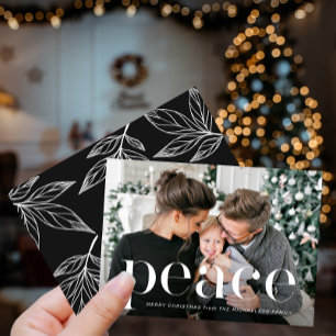 Convites Feriado de Natal com Folafy Black Impressão Peace