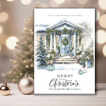 Convites Feriado de Natal da Winter Watercolor<br><div class="desc">Uma casa elegante em neve de inverno decorada para as férias.</div>