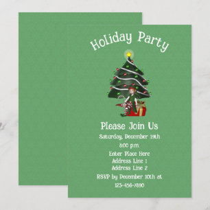 Convites Feriado de Natal de Árvore Elf Bonita