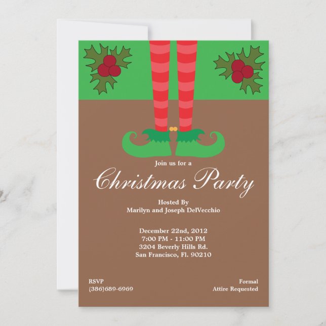 Convites Feriado de Natal de Elf Feet (Frente)