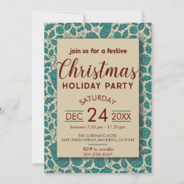 Convites Feriado de Natal do Retro Cozy Azul