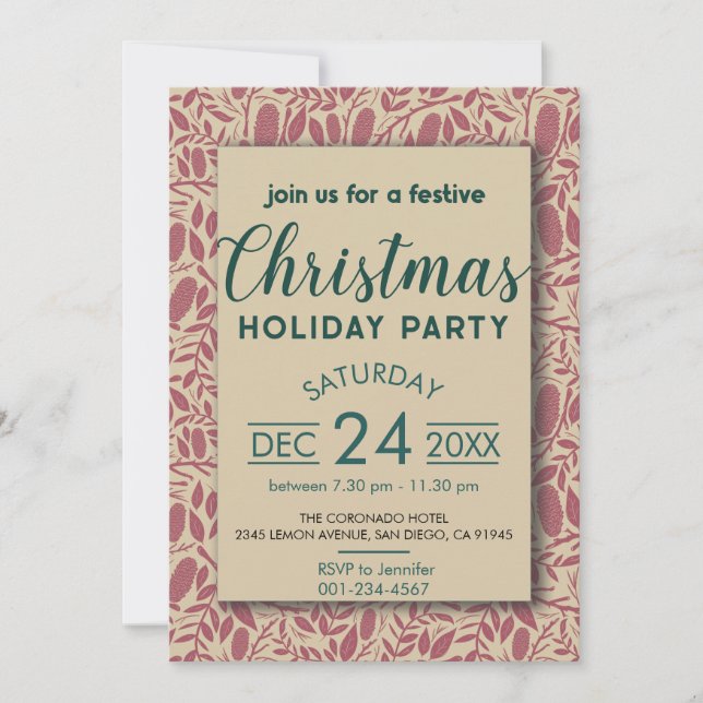 Convites Feriado de Natal do Retro Red Cozy Vibe (Frente)