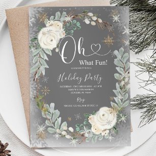 Convites Feriado de Natal Elegante de Prata Branca inverno