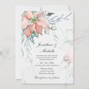 Convites Feriado de Natal Elegante Floral de Aquarela