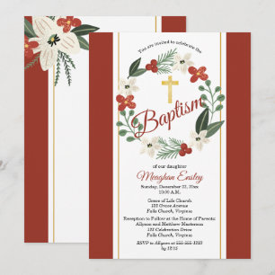 Convites Feriado de Natal, Frota Floral, Bebê, Batismo