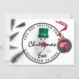 Convites Feriado de Natal Janta Snowman Verde Branco