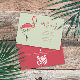 Convites Feriado de Natal Luz rosa Flamingo QR Código QR Fl