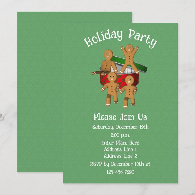 Convites Feriado de Natal para Homens do Biscoito Gingerpão (Frente/Verso)