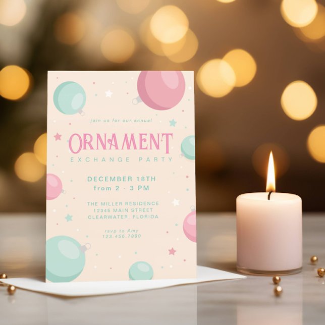 Convites Feriado de Troca de Enfeites de natal Pastel (Criador carregado)