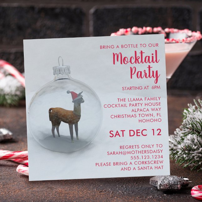 Convites Feriado do Natal Llama Mocktail (Mocktail Party? Here's your party invitation. Just add your details)