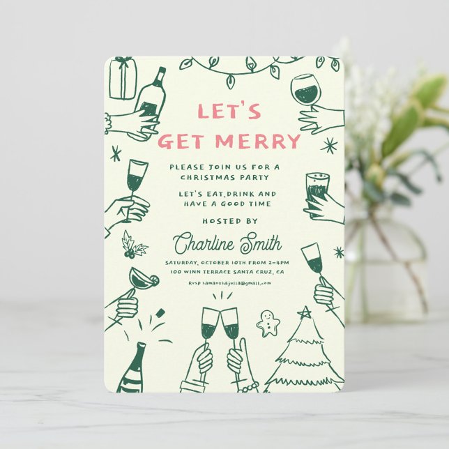 Convites Feriado do Partido XmasMão Desenhada Manuscrita Fu (Criador carregado)