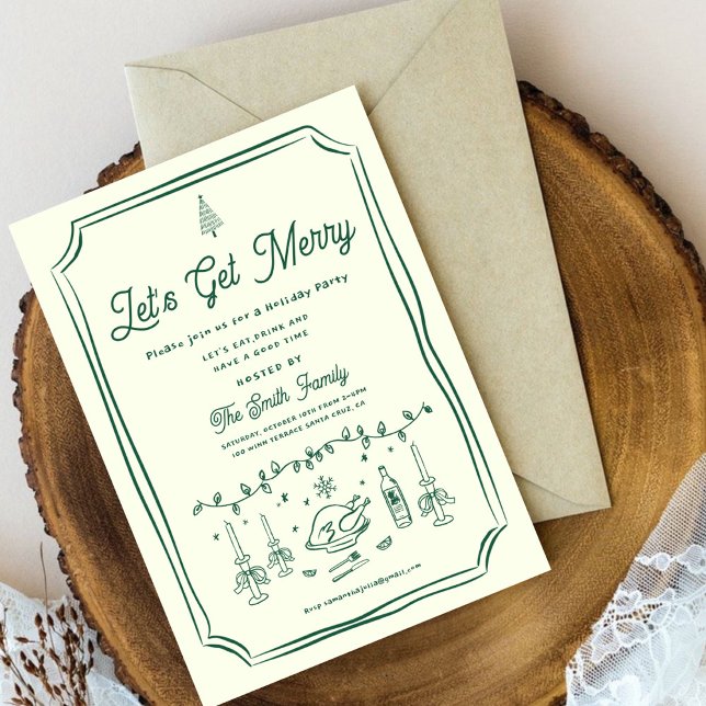 Convites Feriado do Partido XmasMão Desenhada Manuscrita Fu (Criador carregado)