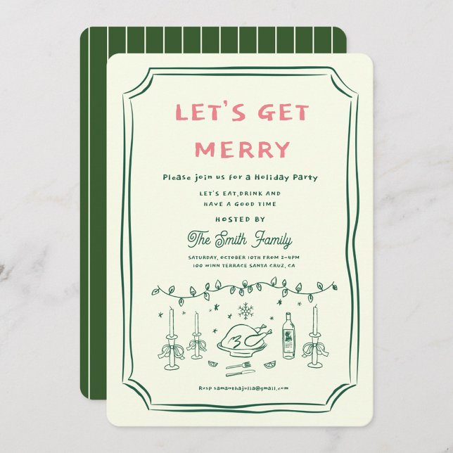 Convites Feriado do Partido XmasMão Desenhada Manuscrita Fu (Criador carregado)