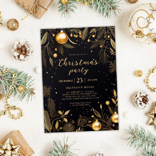 Convites Feriado Dourado Elegante Moderno do Partido Natal