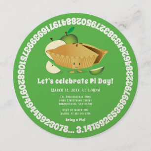 Convites Feriado em Matemática Verde do Pi Day Apple Pie Pa