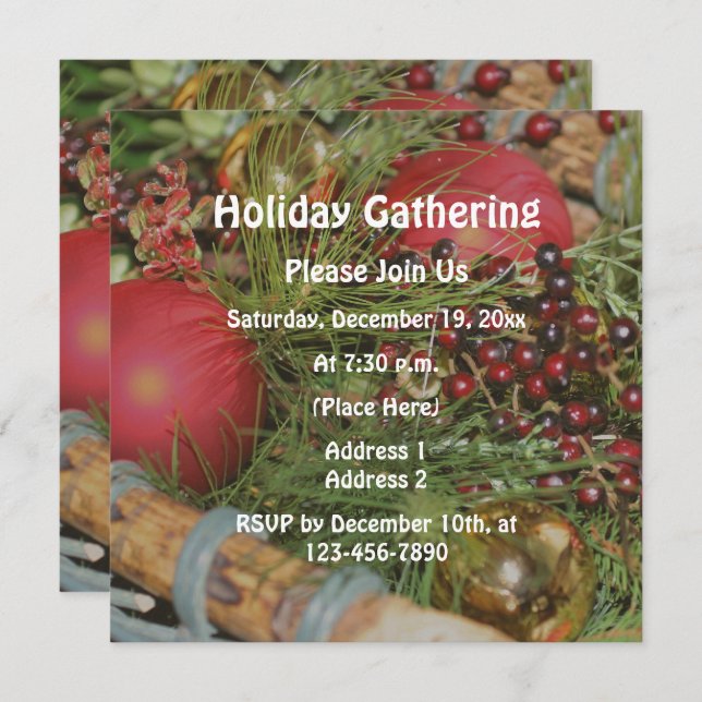 Convites Feriado Evergreens dos enfeites de natal (Frente/Verso)