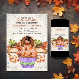 Convites Feriado Feriado de Cupcakes de Ação de Graças