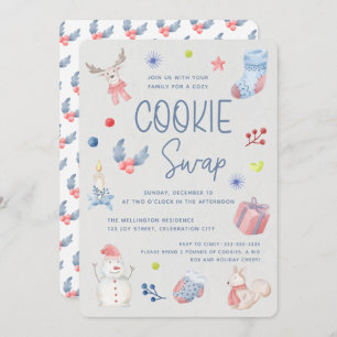 Convites Feriado Feriado Fresco Aquarela Swap de Biscoito d