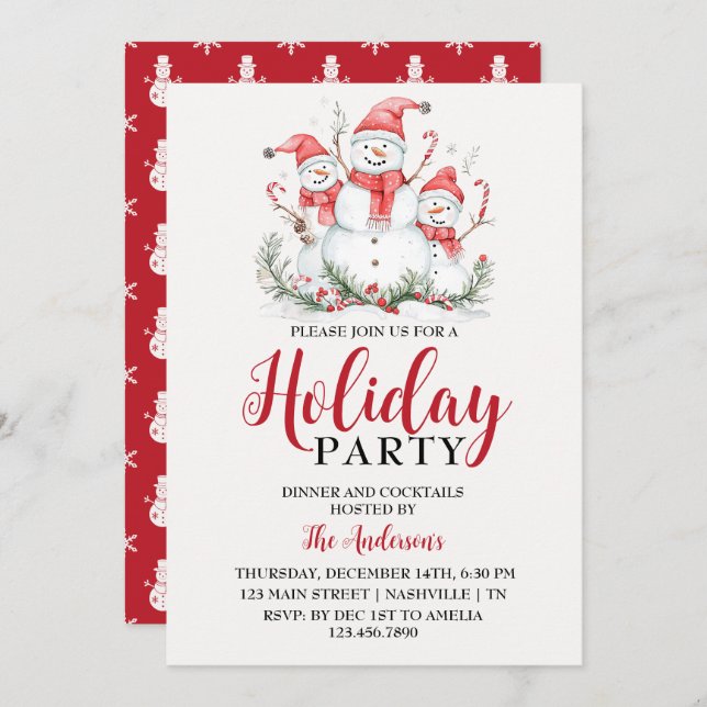 Convites Feriado Festivo de Aquarela Elegante (Frente/Verso)