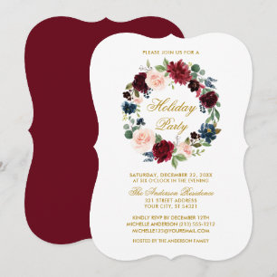 Convites Feriado Floral de Aquarela Elegante Dourado BR