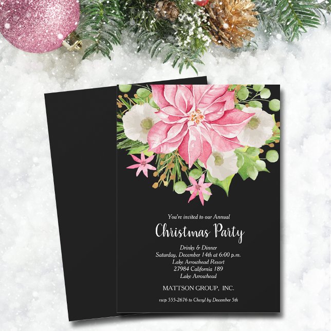 Convites Feriado Floral de Poinsettia de Natal (Christmas Poinsettia Floral Holiday Invitations)