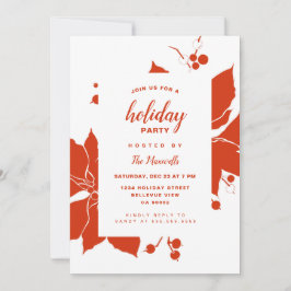 Convites Feriado Gráfico Vermelho de Poinsettia