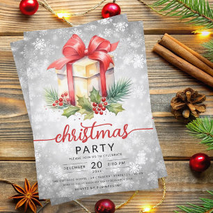 Convites Feriado Natal Watercolor Company Snow Silver