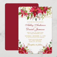 Feriado Poinsettia Floral Red Dourada Glitter