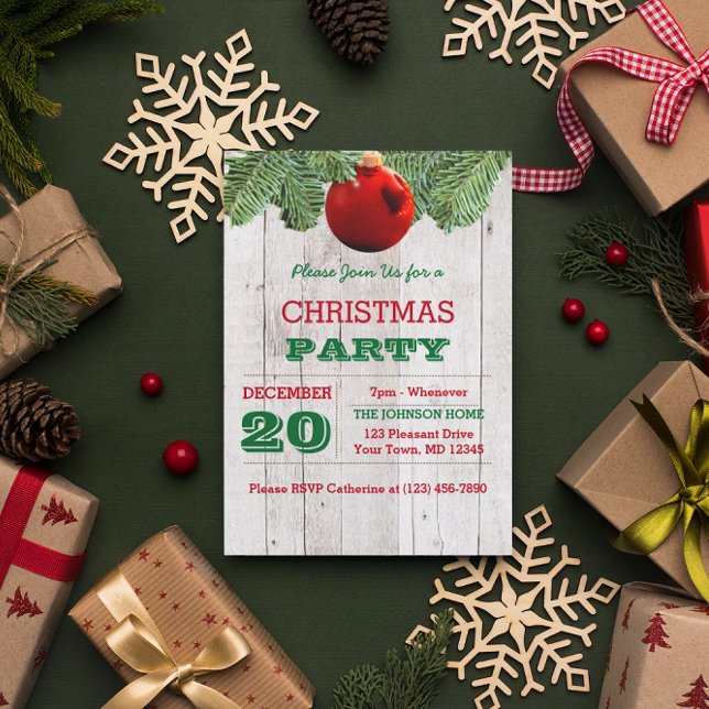 Convites Feriado Rustic White Wood and Pine Branch (Criador carregado)