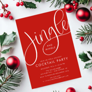 Convites Feriado Vermelho Moderno "Jingle and Mingle"