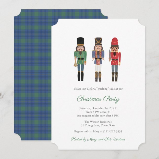 Convites Feriados Clássicos da Família Nutcracker Negro (Frente/Verso)