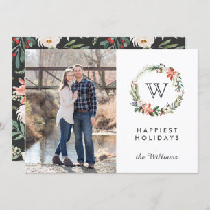 Convites Feriados de Foto do Monograma da Terra de Natal