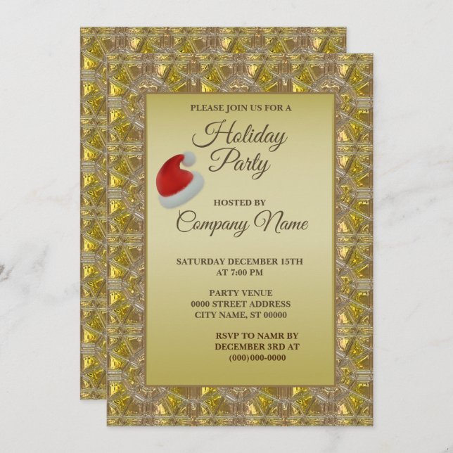Convites Feriados de Natal do Ouro Elegante (Frente/Verso)