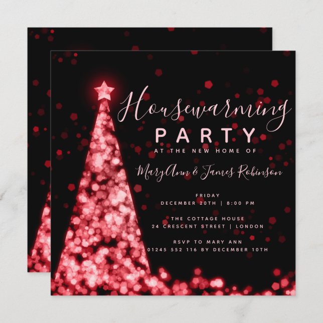 Convites Feriados de Natal do Red Housearming Party (Frente/Verso)