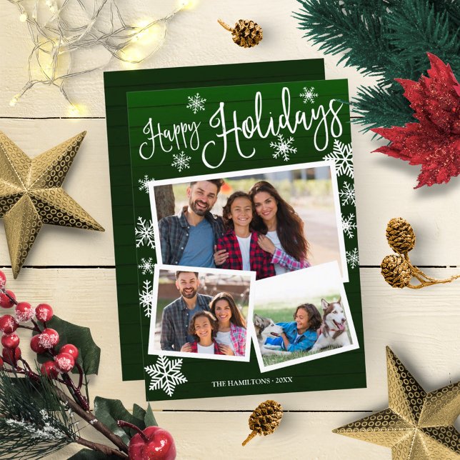 Convites Feriados Felizes Fenda de Neve Floco Russo 3 Fotos (Criador carregado)