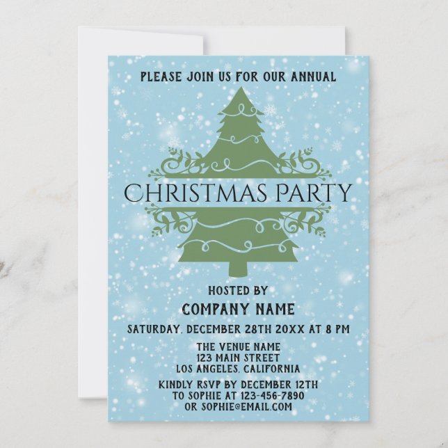 Convites Férias da Companhia Azul, Festa de Natal, neve (Frente)