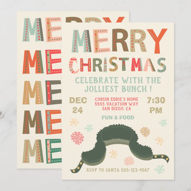 Convites Férias da Festa de Natal Festa de Chapéu do Eddie (Frente/Verso)