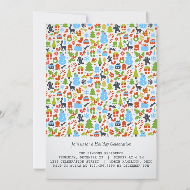 Convites Férias de Elementos de Natal/Convites de Festa de  (Frente)