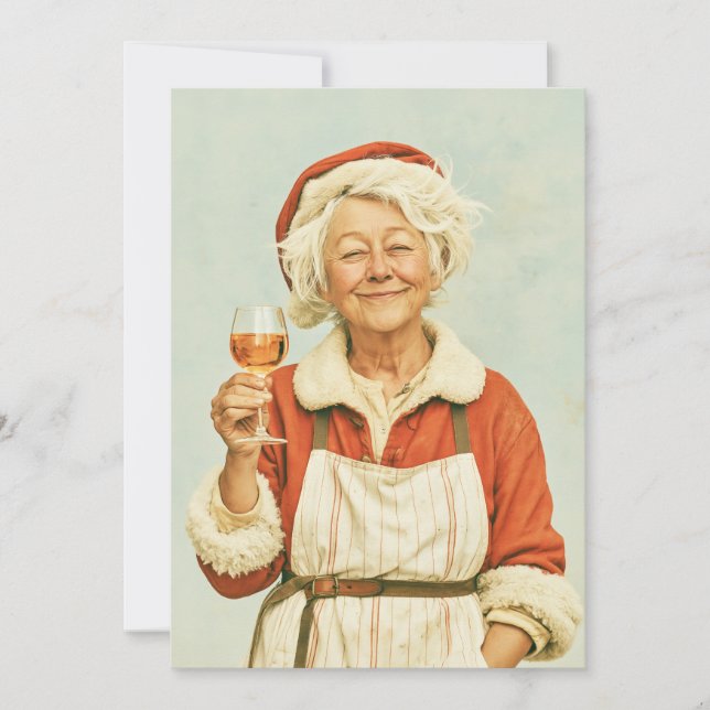 Convites Férias de Natal com Vinho da Sra. Claus (Frente)