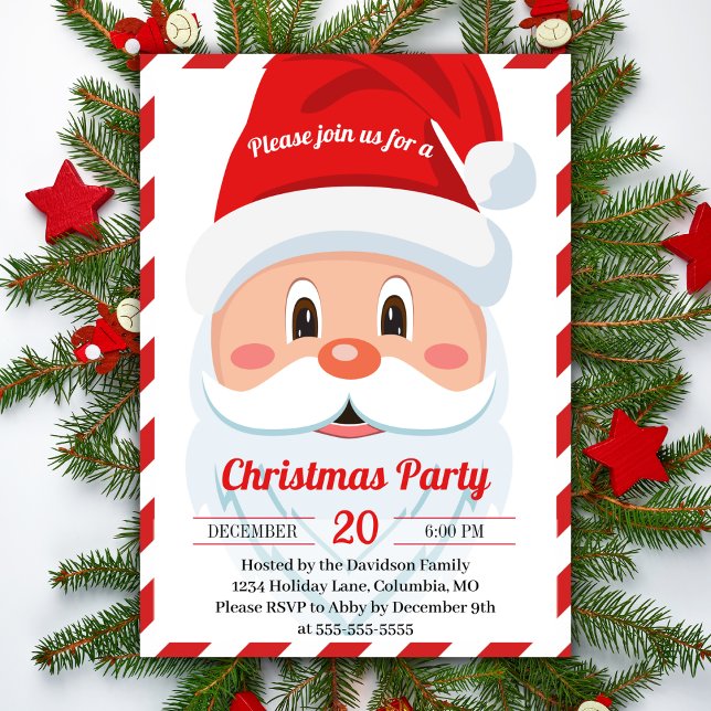 Convites Férias de Natal de Papais noeis Justas e Bonitos (Jolly And Cute Santa Christmas Party Holiday Invitation)