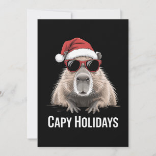Convites Férias do Capy Natal Capivara Chapéu do Papai Noel