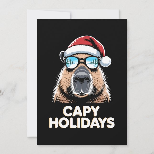 Convites Férias do Capy Natal Capivara Óculos de Sol Papai  (Frente)